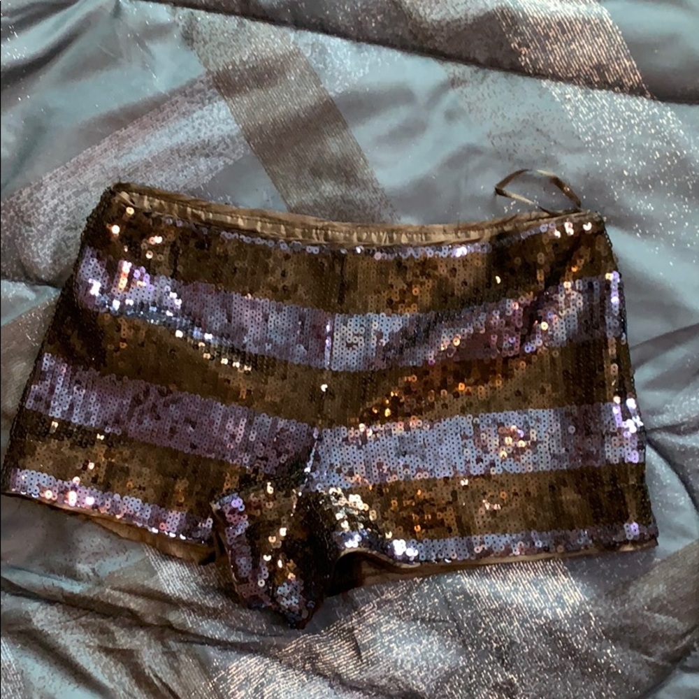 Blue and black sequin shorts